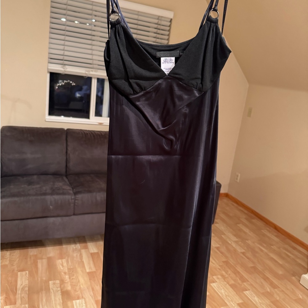 Elegant Black Satin Slip Dress